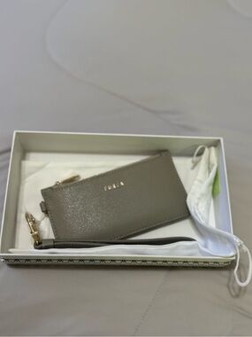 Furla gray wristlet